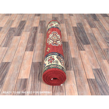 Load image into Gallery viewer, 2&#39;10&quot;x11&#39;7&quot; Fire Brick, Afghan Super Kazak With Geometric Medallions Natural Dyes, Dense Weave, Extra Soft Wool, Hand Knotted, Runner Oriental Rug FWR497430