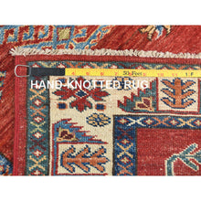 Load image into Gallery viewer, 2&#39;10&quot;x11&#39;7&quot; Fire Brick, Afghan Super Kazak With Geometric Medallions Natural Dyes, Dense Weave, Extra Soft Wool, Hand Knotted, Runner Oriental Rug FWR497430