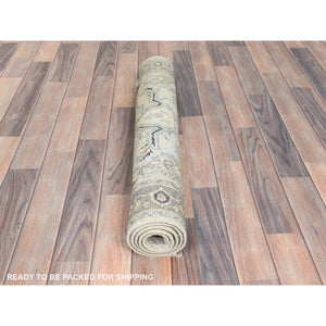 2'10"x4'10" Beige, Afghan Peshawar With All Over Heriz Design Natural Dyes, Organic Wool, Hand Knotted, Oriental Rug FWR497514
