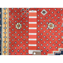 Load image into Gallery viewer, 4&#39;x5&#39;9&quot; Imperial Red, Special Kazak With Large Medallion, Natural Dyes, Organic Wool, Hand Knotted, Oriental Rug FWR497694
