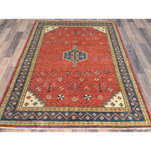 Load image into Gallery viewer, 4&#39;x5&#39;9&quot; Imperial Red, Special Kazak With Medallion Design Natural Dyes, 100% Wool Hand Knotted, Oriental Rug FWR497700