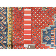 Load image into Gallery viewer, 4&#39;x5&#39;9&quot; Imperial Red, Special Kazak With Medallion Design Natural Dyes, 100% Wool Hand Knotted, Oriental Rug FWR497700