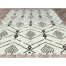 Load image into Gallery viewer, 10&#39;x14&#39;4&quot; Ivory, Moroccan Berber Influence With Serrated Pattern, Natural Dyes, Extra Soft Wool Hand Knotted, Oriental Rug FWR497718