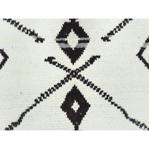 10'x14'4" Ivory, Moroccan Berber Influence With Serrated Pattern, Natural Dyes, Extra Soft Wool Hand Knotted, Oriental Rug FWR497718