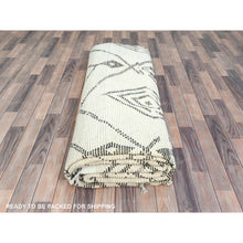 Load image into Gallery viewer, 10&#39;x14&#39;4&quot; Ivory, Moroccan Berber Influence With Serrated Pattern, Natural Dyes, Extra Soft Wool Hand Knotted, Oriental Rug FWR497718
