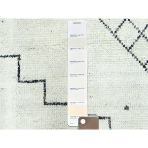 9'3"x12'6" Ivory, Ben Ourain Moroccan Berber Influence Design, Natural Dyes, Natural Wool, Hand Knotted Oriental Rug FWR497760