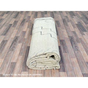 9'3"x12'6" Ivory, Ben Ourain Moroccan Berber Influence Design, Natural Dyes, Natural Wool, Hand Knotted Oriental Rug FWR497760