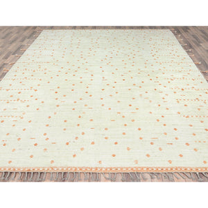 10'x14'4" Pearl Ivory, Ben Ourain Moroccan Berber Influence Design, Tone On Tone, Organic Wool, Hand Knotted, Oriental Rug FWR497766