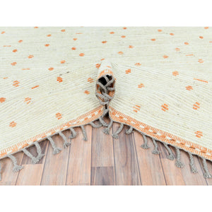 10'x14'4" Pearl Ivory, Ben Ourain Moroccan Berber Influence Design, Tone On Tone, Organic Wool, Hand Knotted, Oriental Rug FWR497766