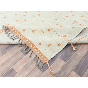 10'x14'4" Pearl Ivory, Ben Ourain Moroccan Berber Influence Design, Tone On Tone, Organic Wool, Hand Knotted, Oriental Rug FWR497766