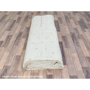 10'x14'4" Pearl Ivory, Ben Ourain Moroccan Berber Influence Design, Tone On Tone, Organic Wool, Hand Knotted, Oriental Rug FWR497766
