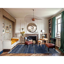 Load image into Gallery viewer, 9&#39;x12&#39;5&quot; Denim Blue, Hand Knotted Ben Ourain Moroccan Berber Influence Shilhah Design, Natural Dyes Extra Soft Wool, Oriental Rug FWR497790