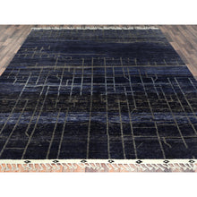 Load image into Gallery viewer, 9&#39;x12&#39;5&quot; Denim Blue, Hand Knotted Ben Ourain Moroccan Berber Influence Shilhah Design, Natural Dyes Extra Soft Wool, Oriental Rug FWR497790