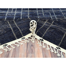 Load image into Gallery viewer, 9&#39;x12&#39;5&quot; Denim Blue, Hand Knotted Ben Ourain Moroccan Berber Influence Shilhah Design, Natural Dyes Extra Soft Wool, Oriental Rug FWR497790