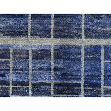 Load image into Gallery viewer, 9&#39;x12&#39;5&quot; Denim Blue, Hand Knotted Ben Ourain Moroccan Berber Influence Shilhah Design, Natural Dyes Extra Soft Wool, Oriental Rug FWR497790