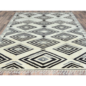8'x10'10" Pearl Ivory, Ben Ourain Moroccan Berber Influence Design, Natural Dyes, Soft Wool, Hand Knotted Oriental Rug FWR497820