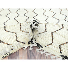 Load image into Gallery viewer, 8&#39;2&quot;x10&#39;5&quot; Ivory, Moroccan Berber Influence With Zigzag Design, Natural Dyes, Pure Wool, Hand Knotted, Oriental Rug FWR497886