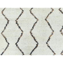 Load image into Gallery viewer, 8&#39;2&quot;x10&#39;5&quot; Ivory, Moroccan Berber Influence With Zigzag Design, Natural Dyes, Pure Wool, Hand Knotted, Oriental Rug FWR497886