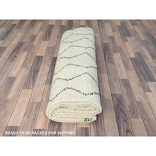 Load image into Gallery viewer, 8&#39;2&quot;x10&#39;5&quot; Ivory, Moroccan Berber Influence With Zigzag Design, Natural Dyes, Pure Wool, Hand Knotted, Oriental Rug FWR497886