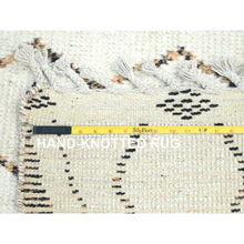 Load image into Gallery viewer, 8&#39;2&quot;x10&#39;5&quot; Ivory, Moroccan Berber Influence With Zigzag Design, Natural Dyes, Pure Wool, Hand Knotted, Oriental Rug FWR497886