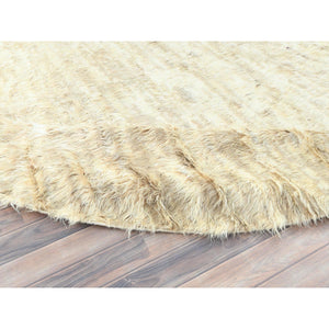 10'x10' Bone Ivory, Ben Ourain Moroccan Berber Shilhah Design Natural Dyes, Organic Wool Hand Knotted, Round Oriental Rug FWR497910