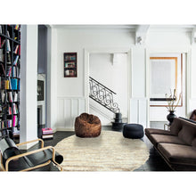 Load image into Gallery viewer, 10&#39;1&quot;x10&#39;1&quot; Bone Ivory, 100% Wool Hand Knotted, Ben Ourain Moroccan Berber Shilhah Design Natural Dyes, Round Oriental Rug FWR497916