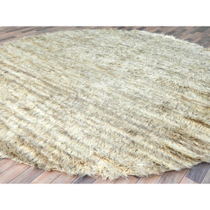 10'1"x10'1" Bone Ivory, 100% Wool Hand Knotted, Ben Ourain Moroccan Berber Shilhah Design Natural Dyes, Round Oriental Rug FWR497916