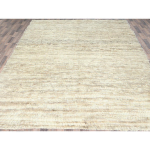 12'4"x18'1" Ivory, Natural Dyes Pure Wool, Hand Knotted Ben Ourain Moroccan Berber Shilhah Design, Oversized Oriental Rug FWR497922
