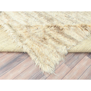 12'4"x18'1" Ivory, Natural Dyes Pure Wool, Hand Knotted Ben Ourain Moroccan Berber Shilhah Design, Oversized Oriental Rug FWR497922