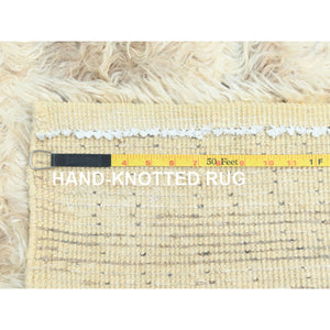 12'4"x18'1" Ivory, Natural Dyes Pure Wool, Hand Knotted Ben Ourain Moroccan Berber Shilhah Design, Oversized Oriental Rug FWR497922