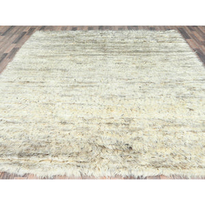 8'1"x10'1"Pearl Ivory, Ben Ourain Moroccan Berber Shilhah Design, Natural Dyes, Soft Wool, Hand Knotted Oriental Rug FWR497928
