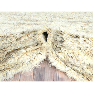 8'1"x10'1"Pearl Ivory, Ben Ourain Moroccan Berber Shilhah Design, Natural Dyes, Soft Wool, Hand Knotted Oriental Rug FWR497928