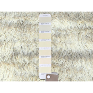 8'1"x10'1"Pearl Ivory, Ben Ourain Moroccan Berber Shilhah Design, Natural Dyes, Soft Wool, Hand Knotted Oriental Rug FWR497928