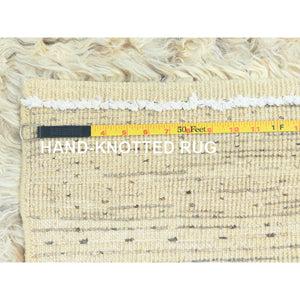 8'1"x10'1"Pearl Ivory, Ben Ourain Moroccan Berber Shilhah Design, Natural Dyes, Soft Wool, Hand Knotted Oriental Rug FWR497928