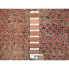 Load image into Gallery viewer, 2&#39;3&quot;x9&#39; Blush Red, Repetitive Boteh Design With Distinct Abrash, Vintage Persian Tabriz, Shaved Down, Zero Pile, Sides And Ends Professionally Secured, Hand Knotted, 100% Wool, Narrow Runner, Oriental Rug FWR4974