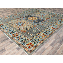 Load image into Gallery viewer, 8&#39;3&quot;x9&#39;9&quot; Cadet Gray, Armenian Inspired Caucasian Design, Soft Wool, Hand Knotted, Oriental Rug FWR4980000