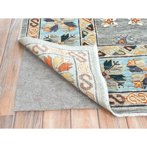 8'3"x9'9" Cadet Gray, Armenian Inspired Caucasian Design, Soft Wool, Hand Knotted, Oriental Rug FWR4980000