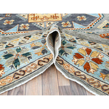 Load image into Gallery viewer, 8&#39;3&quot;x9&#39;9&quot; Cadet Gray, Armenian Inspired Caucasian Design, Soft Wool, Hand Knotted, Oriental Rug FWR4980000