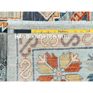 8'3"x9'9" Cadet Gray, Armenian Inspired Caucasian Design, Soft Wool, Hand Knotted, Oriental Rug FWR4980000