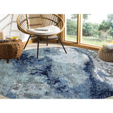 Load image into Gallery viewer, 10&#39;4&quot;x10&#39;4&quot; Blue Modern Abstract Design, Pure Wool, Hand Knotted, Densely Woven, Persian Knot Round Oriental Rug FWR498186