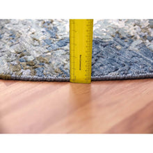 Load image into Gallery viewer, 10&#39;4&quot;x10&#39;4&quot; Blue Modern Abstract Design, Pure Wool, Hand Knotted, Densely Woven, Persian Knot Round Oriental Rug FWR498186