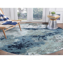 Load image into Gallery viewer, 10&#39;2&quot;x10&#39;2&quot; Gray Hand Knotted, Persian Knot Densely Wove Modern Abstract Design, Pure Wool Round Oriental Rug FWR498198
