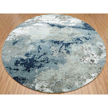Load image into Gallery viewer, 10&#39;2&quot;x10&#39;2&quot; Gray Hand Knotted, Persian Knot Densely Wove Modern Abstract Design, Pure Wool Round Oriental Rug FWR498198