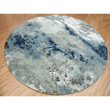 Load image into Gallery viewer, 10&#39;2&quot;x10&#39;2&quot; Gray Hand Knotted, Persian Knot Densely Wove Modern Abstract Design, Pure Wool Round Oriental Rug FWR498198