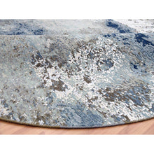 Load image into Gallery viewer, 10&#39;2&quot;x10&#39;2&quot; Gray Hand Knotted, Persian Knot Densely Wove Modern Abstract Design, Pure Wool Round Oriental Rug FWR498198