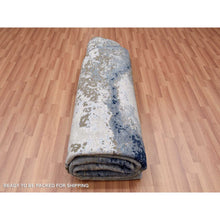 Load image into Gallery viewer, 10&#39;2&quot;x10&#39;2&quot; Gray Hand Knotted, Persian Knot Densely Wove Modern Abstract Design, Pure Wool Round Oriental Rug FWR498198