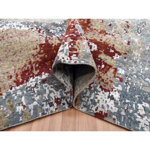 12'x15'2" Blue Hand Knotted, Densely Woven, Persian Knot Abstract Design All Wool, Oversized Oriental Rug FWR498216