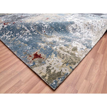 Load image into Gallery viewer, 12&#39;x15&#39;2&quot; Blue Hand Knotted, Densely Woven, Persian Knot Abstract Design All Wool, Oversized Oriental Rug FWR498216