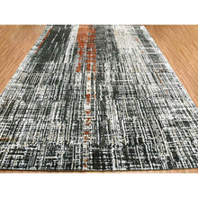 Load image into Gallery viewer, 9&#39;x12&#39;4&quot; Jet Black, Densely Woven Persian Knot, Organic Wool Hand Knotted, Abstract Design, Oriental Rug FWR498258