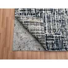 Load image into Gallery viewer, 9&#39;x12&#39;4&quot; Jet Black, Densely Woven Persian Knot, Organic Wool Hand Knotted, Abstract Design, Oriental Rug FWR498258